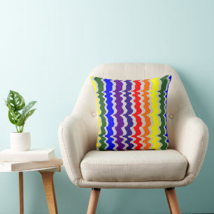 Funky Rainbow Throw Pillow - Grey Background