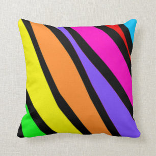 Funky Rainbow Zebra Stripes Plush Throw Pillow
