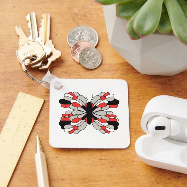 Funky Red and Black Butterfly Keychain (Desk)