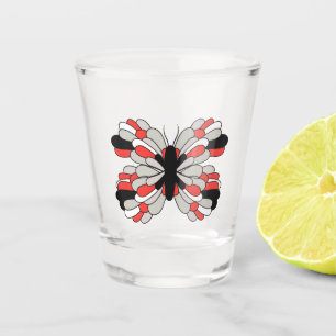 Funky Red and Black Butterfly Shot glass