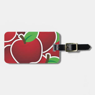 Funky red apple luggage tag