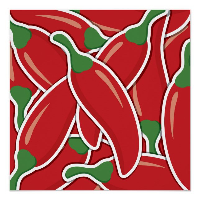 Funky red chilli peppers poster (Front)