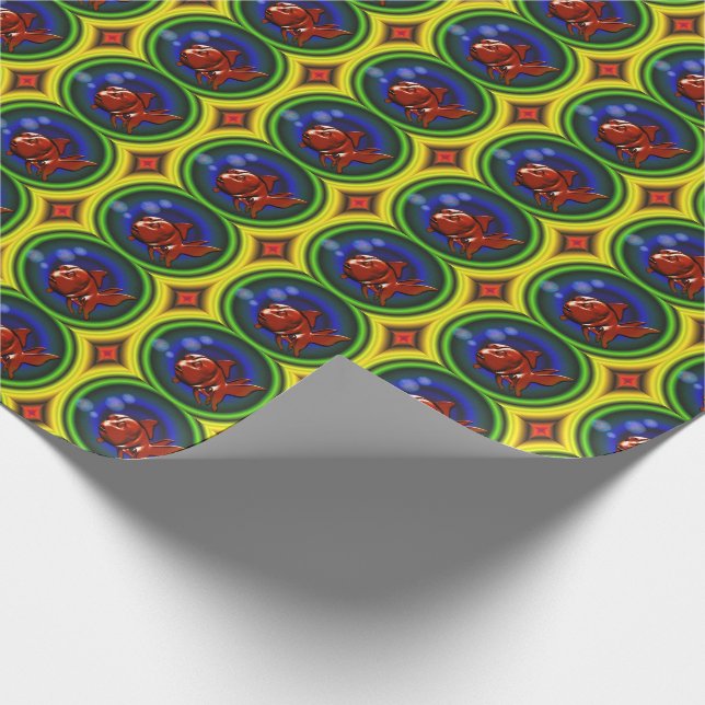 Funky Red Goldfish Animal Art   Wrapping Paper (Corner)