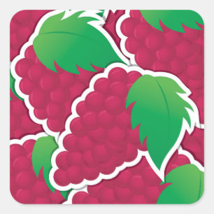 Funky red grapes square sticker