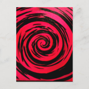 Funky Red Hypnotic Swirl Art Postcard