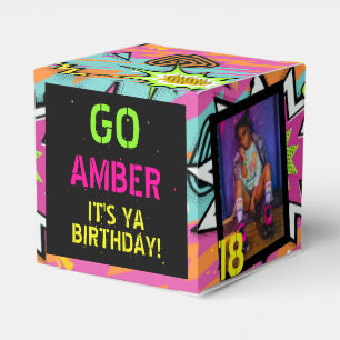 Funky Retro 80's/90's Neon Birthday Party Photo Favour Box