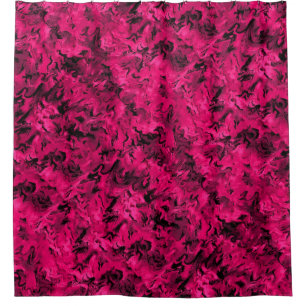 Funky Retro Abstract Magenta Rose Posie Pink Shower Curtain