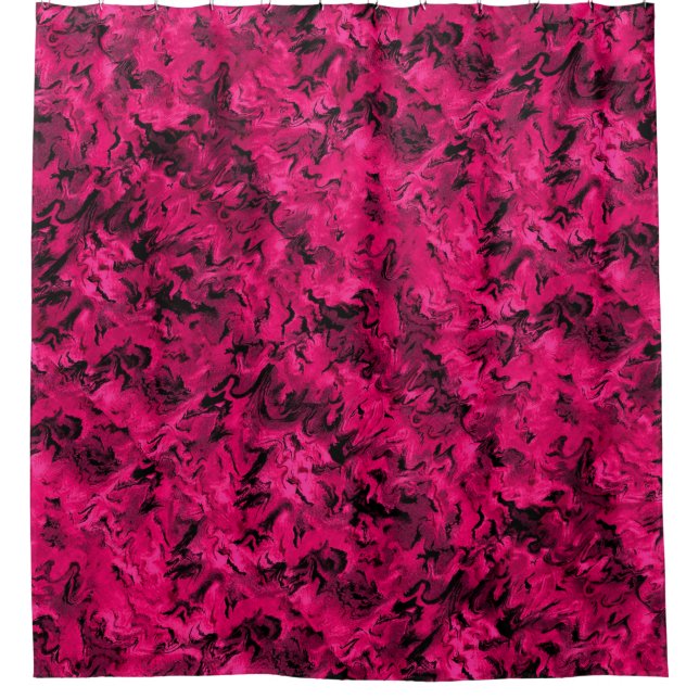 Funky Retro Abstract Magenta Rose Posie Pink Shower Curtain (Front)