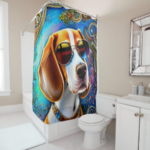 Funky Retro Beagle Shower Curtain