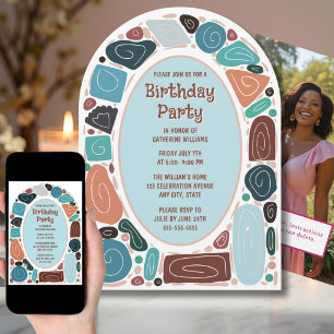 Funky Retro Birthday Invitation Mid Century Modern