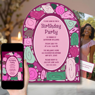 Funky Retro Birthday Invitation Mid Century Modern
