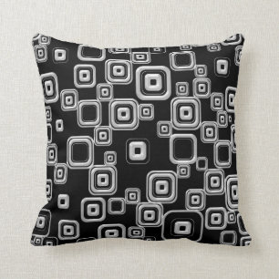 Funky Retro Black and White Pattern Cushion