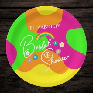 Funky Retro Bridal Shower Paper Plate