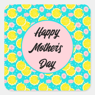 Funky retro bright citrus fruit Mother's Day Square Sticker