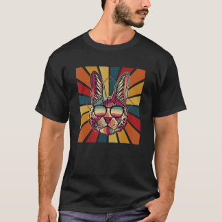 Funky Retro Caracal Cat With Sunglasses Colourful  T-Shirt