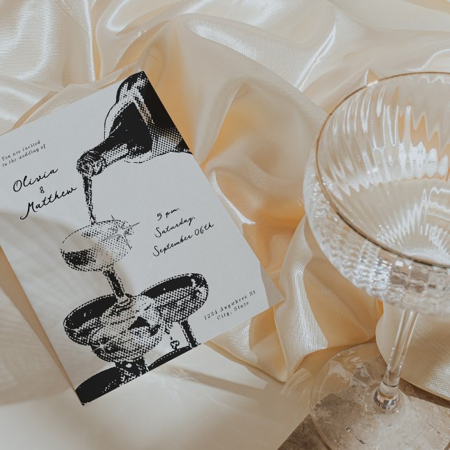 Funky Retro Champagne Tower Y2K Wedding Invitation (Creator Uploaded)