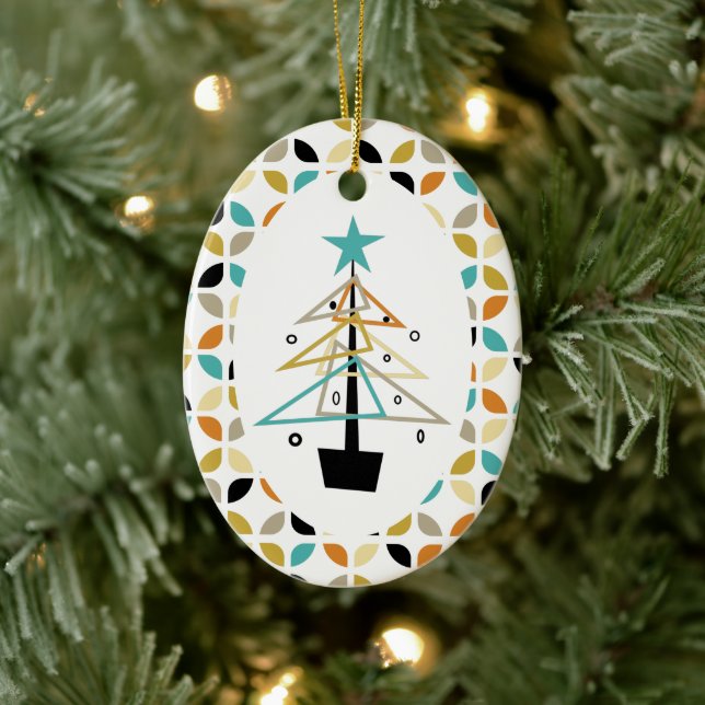 Funky Retro Christmas Tree Mid-century Throwback Ceramic Tree Decoration (Tree)