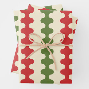 Funky Retro Christmas Vertical Ogee Patterns Wrapping Paper Sheet
