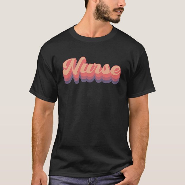 Funky Retro Colorful Nurse RN T-Shirt (Front)