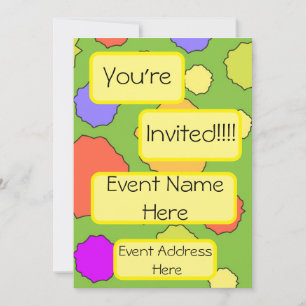 Funky retro colourful circles invitation