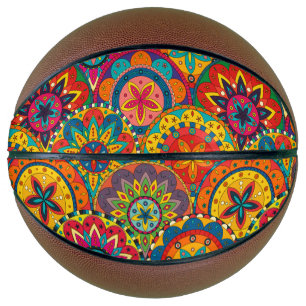 Funky Retro Colourful Mandala Pattern Basketball