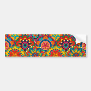 Funky Retro Colourful Mandala Pattern Bumper Sticker