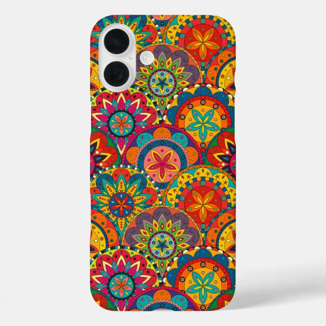 Funky Retro Colourful Mandala Pattern Case-Mate iPhone Case (Back)