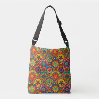 Funky Retro Colourful Mandala Pattern Crossbody Bag