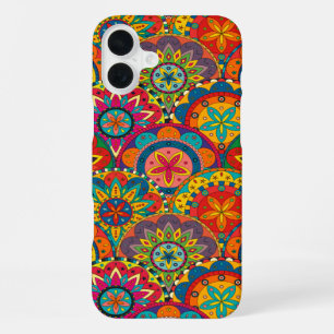 Funky Retro Colourful Mandala Pattern iPhone 16 Plus Case