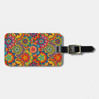 Funky Retro Colourful Mandala Pattern Luggage Tag