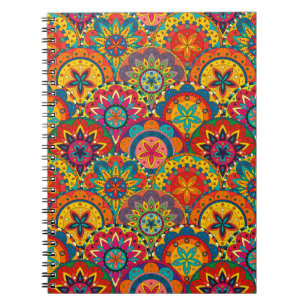 Funky Retro Colourful Mandala Pattern Notebook