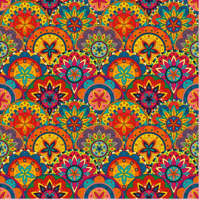 Funky Retro Colourful Mandala Pattern Photo Sculpture Decoration (Front)