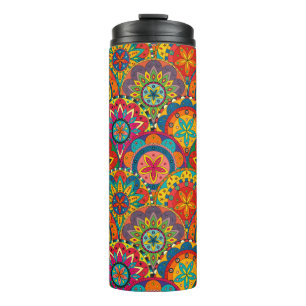 Funky Retro Colourful Mandala Pattern Thermal Tumbler