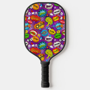 Funky Retro Comic Speech Bubbles Seamless Pattern Pickleball Paddle