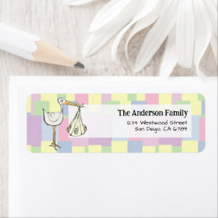 Funky Retro Cubism Stork Delivery Baby Shower