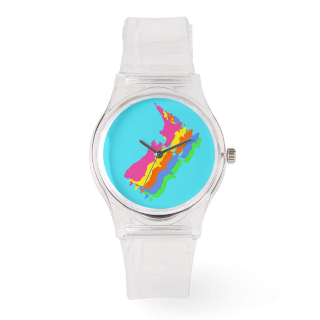 FUNKY RETRO FLUORO COLORS PINK KIWI NZ COUNTRY WATCH (Front)