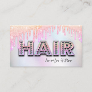 Funky retro  holographic glittery drips hair business card