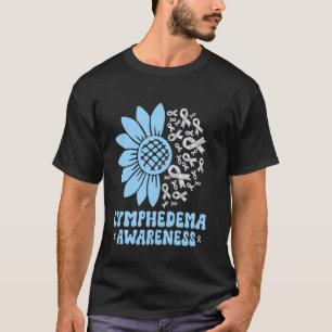 Funky Retro Lymphedema Awareness Sunflower Support T-Shirt