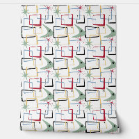 Funky Retro Mid Century Abstract Squares Boomerang