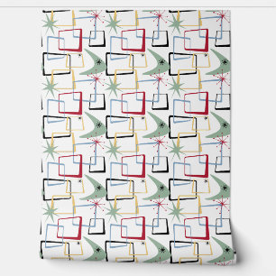 Funky Retro Mid Century Abstract Squares Boomerang Wallpaper