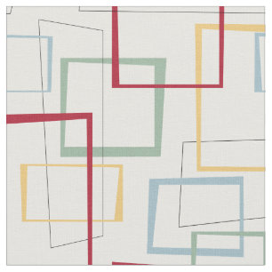Funky Retro Mid-century Abstract Squares Fabric