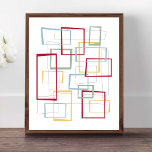Funky Retro Mid-century Squares Poster<br><div class="desc">This funky mid-century modern poster design features dark red,  light blue,  soft green,  and yellow abstract squares and rectangles. It's highlighted by thin black abstract squares and rectangles. Add a pop of retro fun to your home decor!</div>