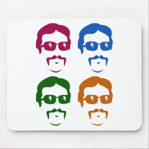 Funky Retro Moustache Man Mouse Mat