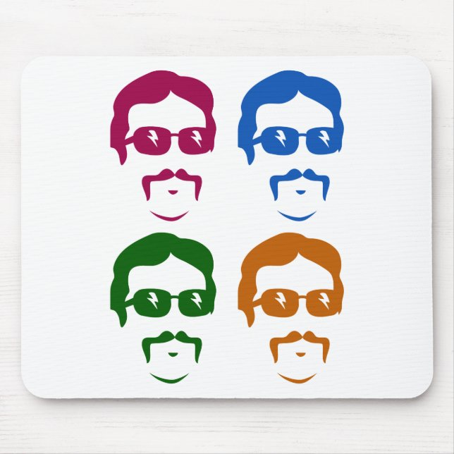 Funky Retro Moustache Man Mouse Mat (Front)