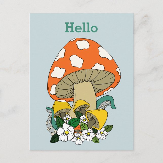 Funky Retro Mushroom  Postcard (Front)