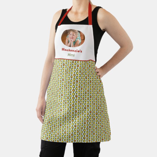 Funky Retro Olive Bead Custom Colours Pattern Apron (Insitu)