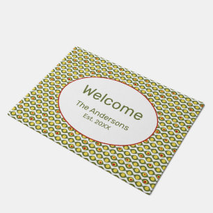 Funky Retro Olive Bead Custom Colours Pattern Doormat