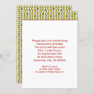 Funky Retro Olive Bead Custom Colours Pattern Part Invitation