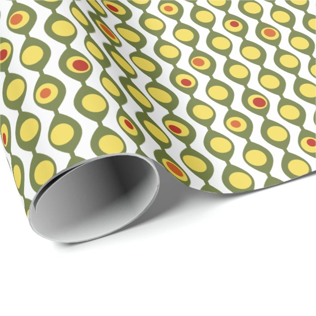 Funky Retro Olive Bead Custom Colours Pattern Wrapping Paper (Roll Corner)