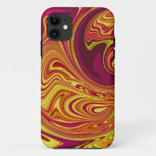 Funky  Retro Orange Swirl iPhone 11 Case